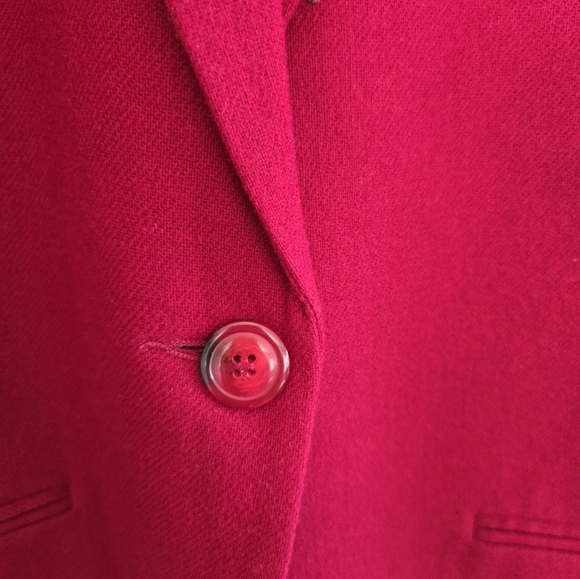 Sag Habor Jacket Women Sz 16 Red 100% Wool Long Sleeve 1button Old Money - Picture 6 of 10